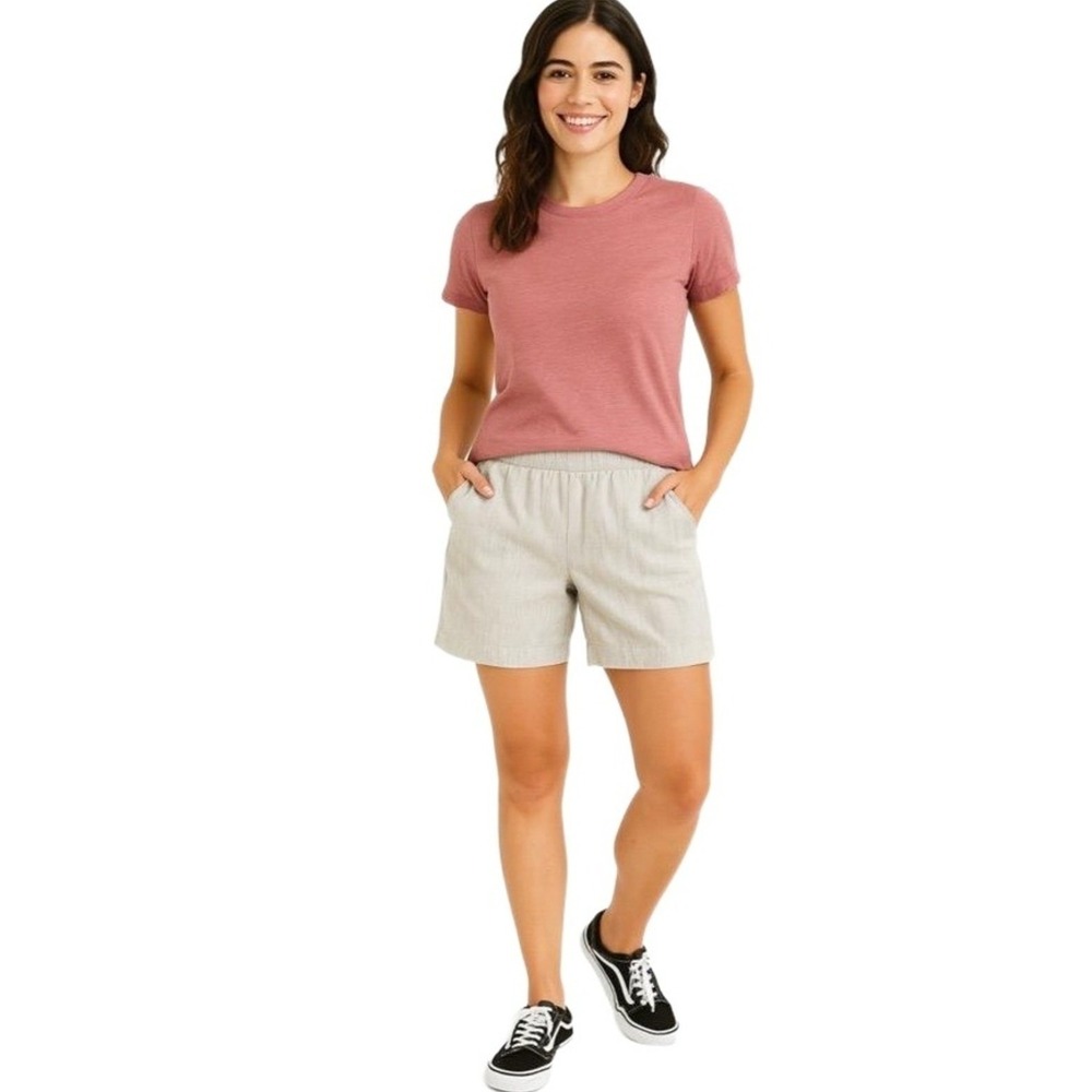 Hilary Radley Shorts Womens Large‎ Light Grey 8 inch inseam Stretch Pockets